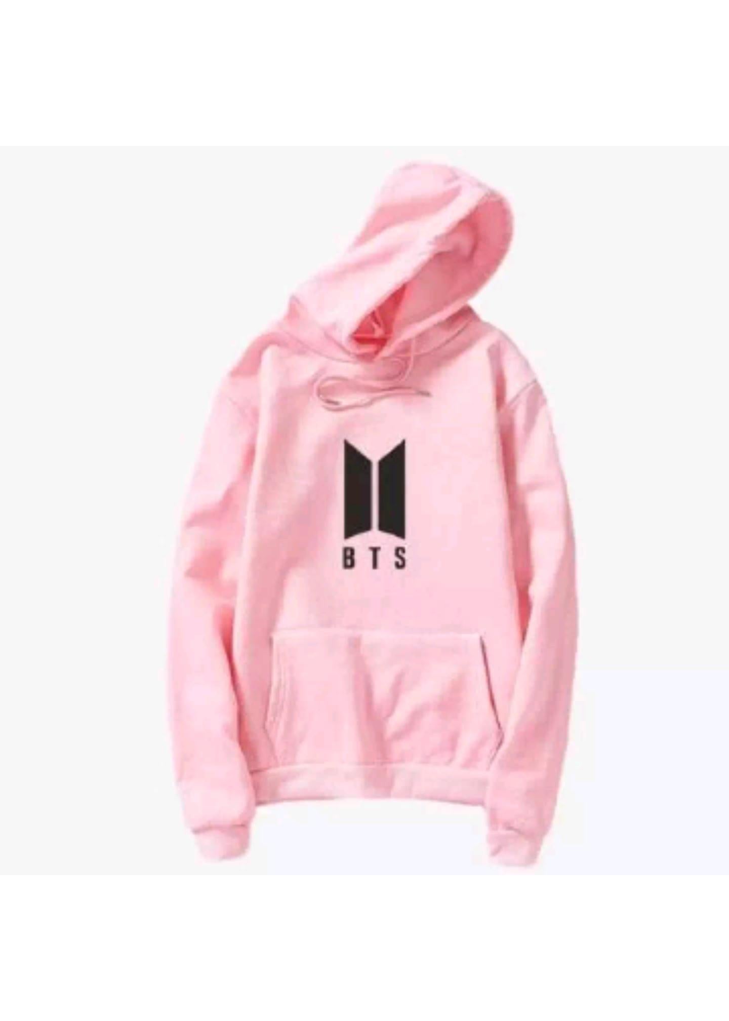 Pink BTS Pullover Hoodie For Women - DENIMS - Hoodies & Sweatshirts - 