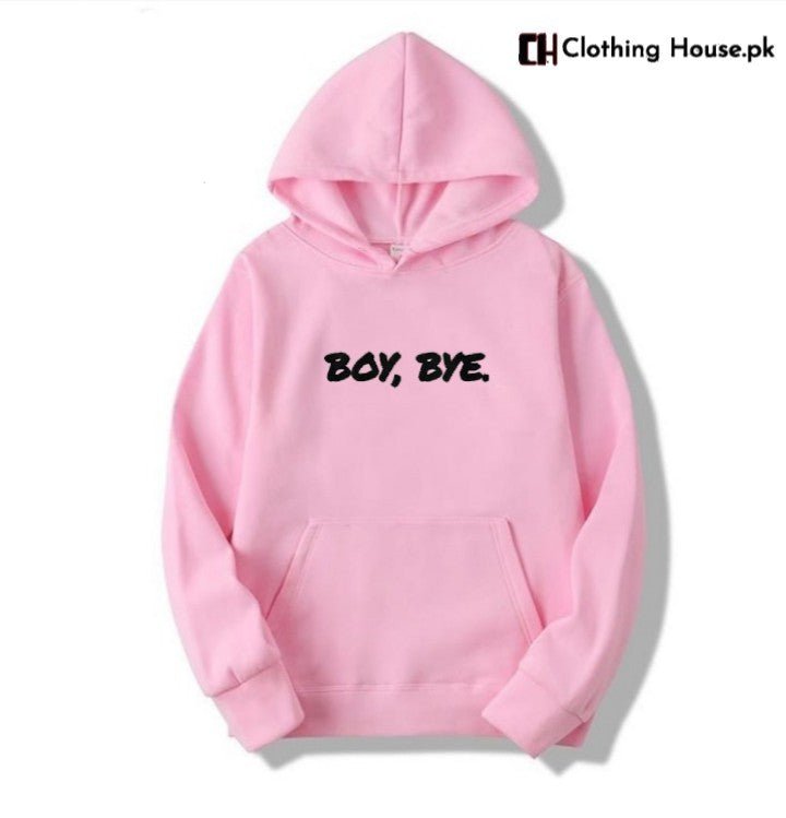 Pink Bye Fleece Full Sleeves Pull Over Hoodie For Women - DENIMS - Hoodies & Sweatshirts - 