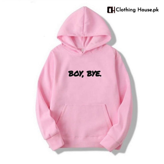 Pink Bye Fleece Full Sleeves Pull Over Hoodie For Women - DENIMS - Hoodies & Sweatshirts - 
