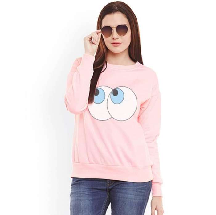 Pink Eye Printed Sweat Shirt For womens - DENIMS - Hoodies & Sweatshirts - 