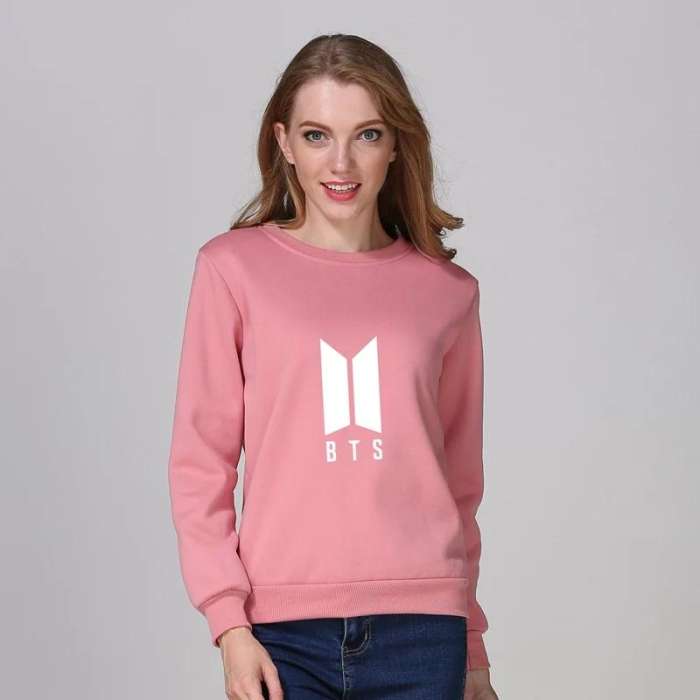 Pink Fleece BTS Sweatshirt For Women 526 - DENIMS - Hoodies & Sweatshirts - 
