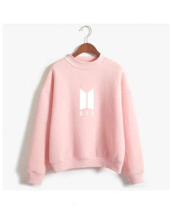 Pink Fleece Bts Sweatshirt For Women 950 - DENIMS - Hoodies & Sweatshirts - 