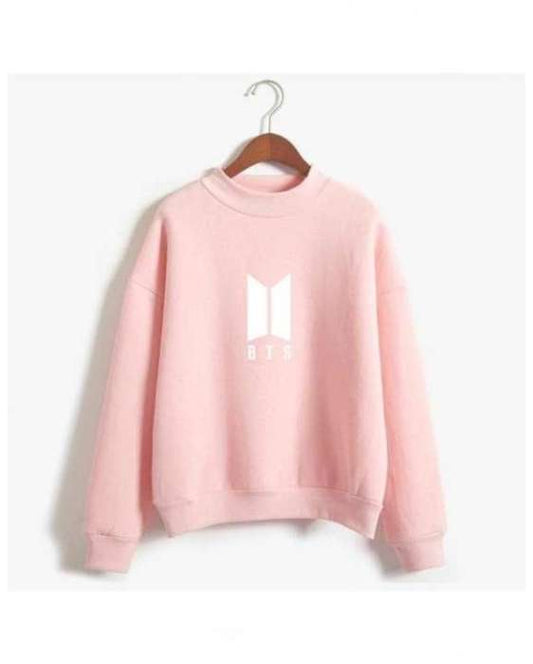 Pink Fleece Bts Sweatshirt For Women 950 - DENIMS - Hoodies & Sweatshirts - 