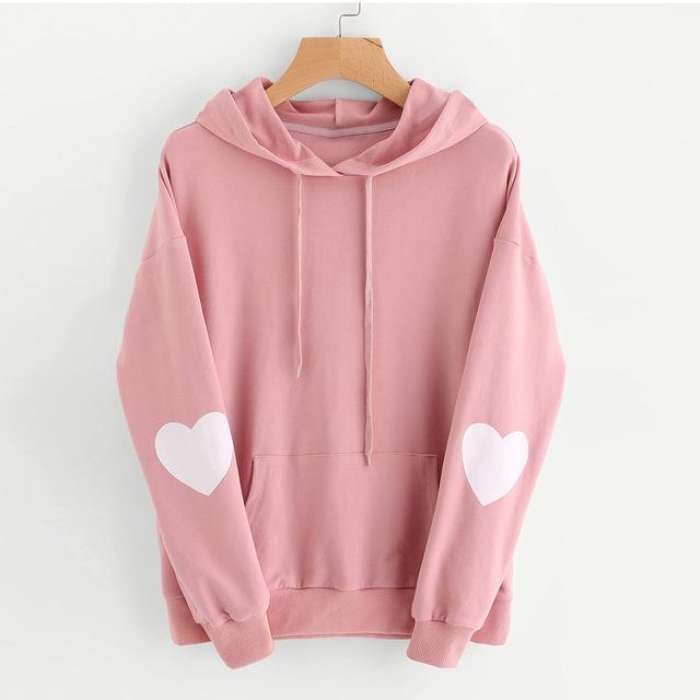 Pink Heart Hoodie Women - DENIMS - Hoodies & Sweatshirts - 