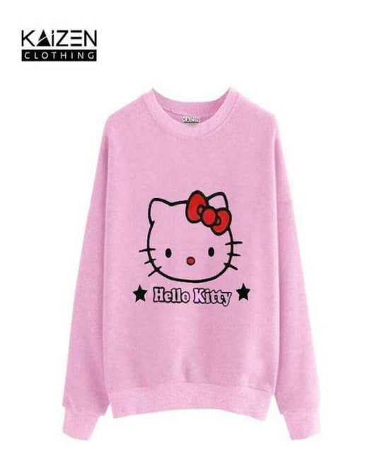 Pink hello Kitty Printed Sweat Shirt For Women - DENIMS - Hoodies & Sweatshirts - 