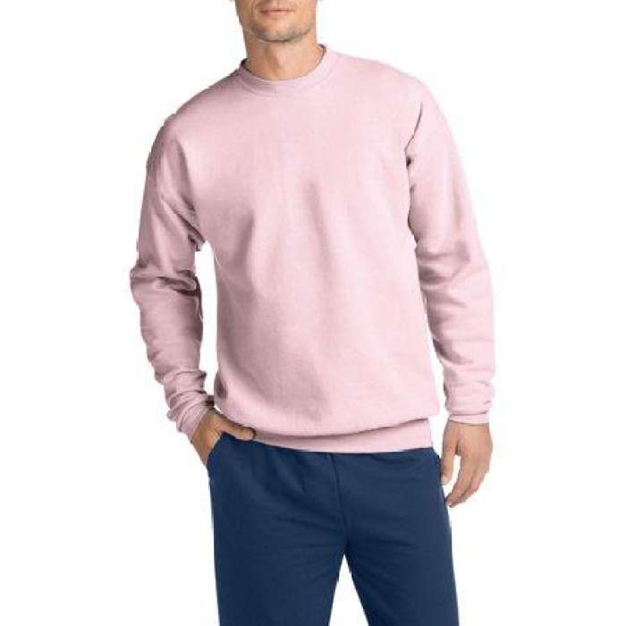 Pink Round Neck Plain Sweatshirt Fabric Fleece 659 - DENIMS - Hoodies & Sweatshirts - 