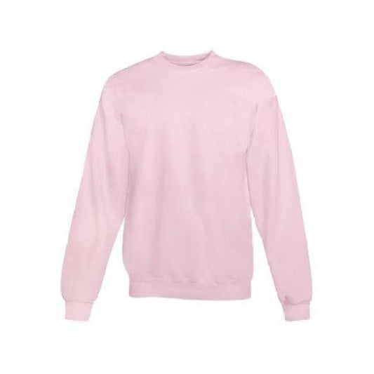 Pink Round Neck Plain Sweatshirt Fabric Fleece 674 - DENIMS - Hoodies & Sweatshirts - 