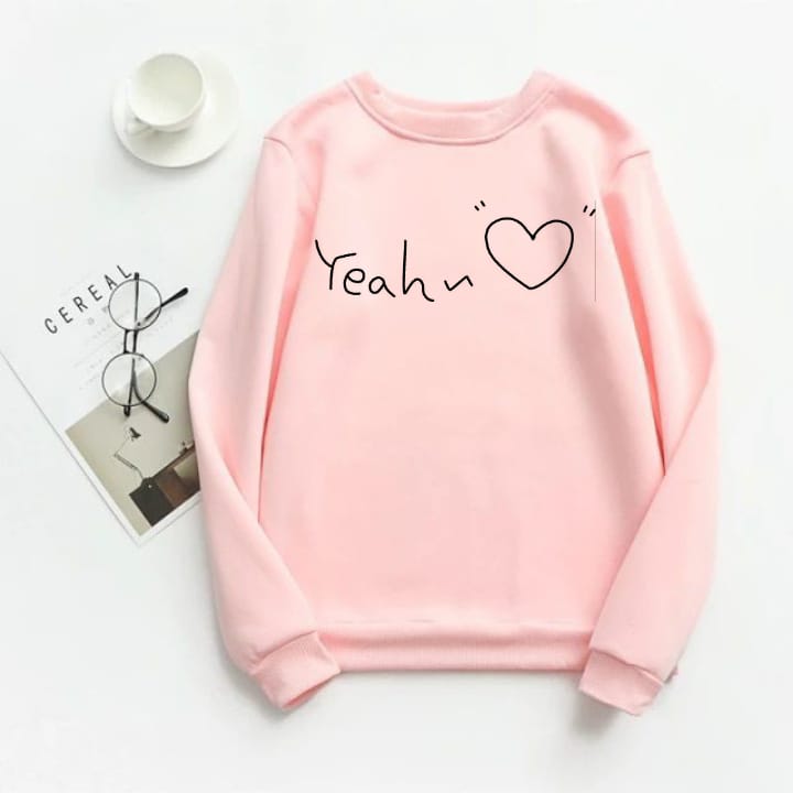 Pink Yeah Fleece Full Sleeves Sweatshirt For Women - DENIMS - Hoodies & Sweatshirts - 
