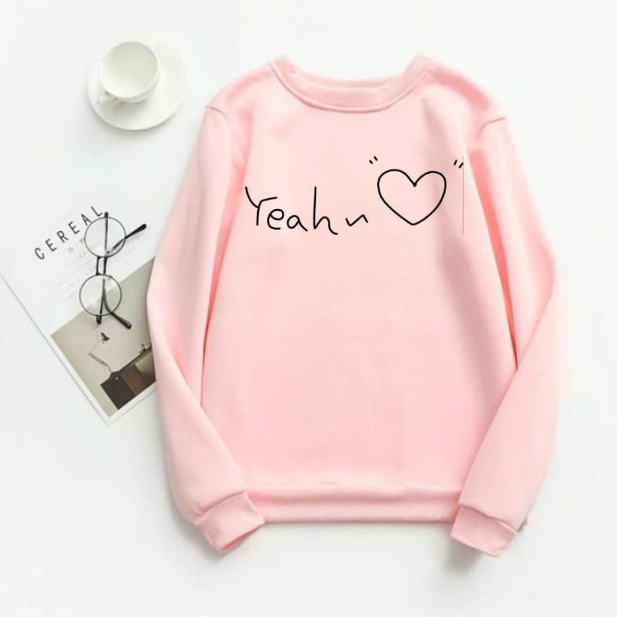 Pink Yeah Fleece Full Sleeves Sweatshirt For Women - DENIMS - Hoodies & Sweatshirts - 