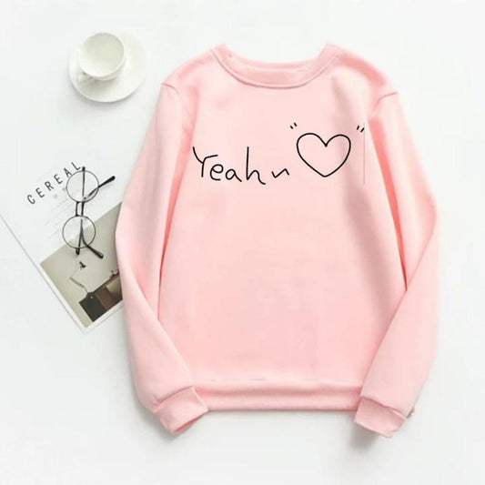 Pink Yeah Fleece Full Sleeves Sweatshirt For Women - DENIMS - Hoodies & Sweatshirts - 