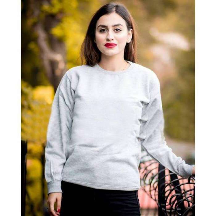 Plain Grey Sweatshirt for womens - DENIMS - Hoodies & Sweatshirts - 