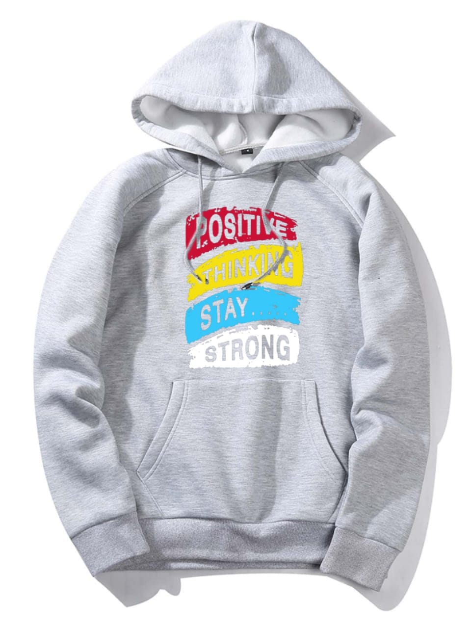 Positive Thinking Stay Strong Printed Fleece Full Sleeves Pull Over Hoodie For Men & Women - DENIMS - Hoodie & Sweatshirt - 