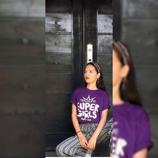 Purple Super Dont Cry Cotton T - shirt For Womens - DENIMS - Tops & T - Shirts - 