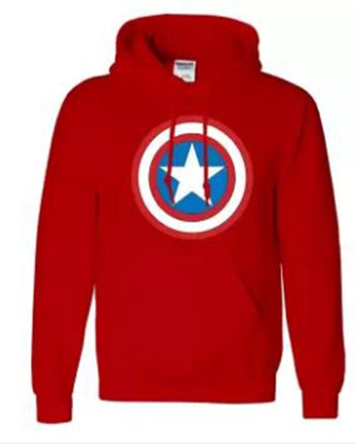 Red Cotton Printed Captain America Hoodie For Men - DENIMS - Hoodie & Sweatshirt - 