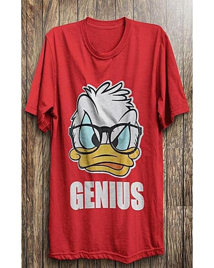 Red Genius Duck Cotton Printed T - Shirt For Women - DENIMS - Tops & T - Shirts - 