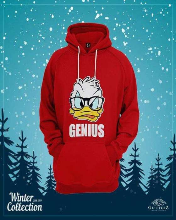 Red Genius Printed Hoodie For Women 712 - DENIMS - Hoodies & Sweatshirts - 