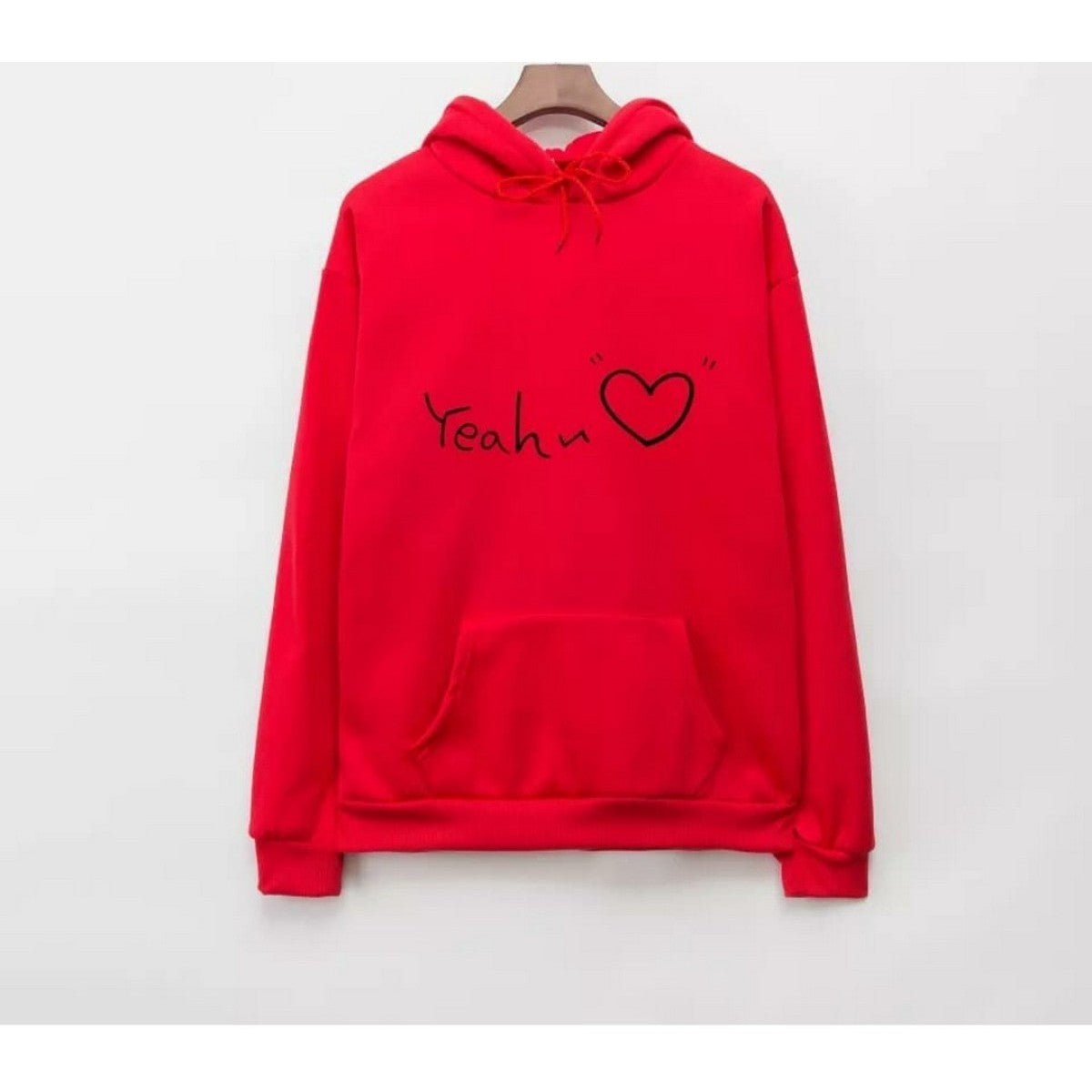 Red Yeah Fleece Full Sleeves Pull Over Hoodie For Women - DENIMS - Hoodies & Sweatshirts - 
