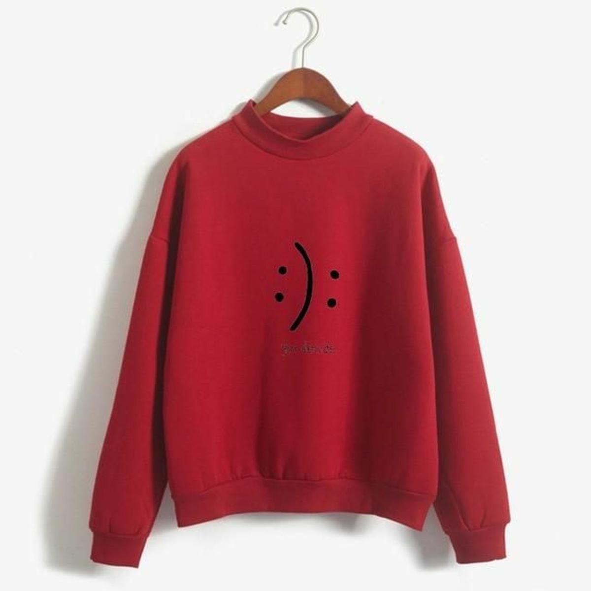 Red You Decide Fleece Full Sleeves Pull Over Sweatshirt For Women - DENIMS - Hoodies & Sweatshirts - 