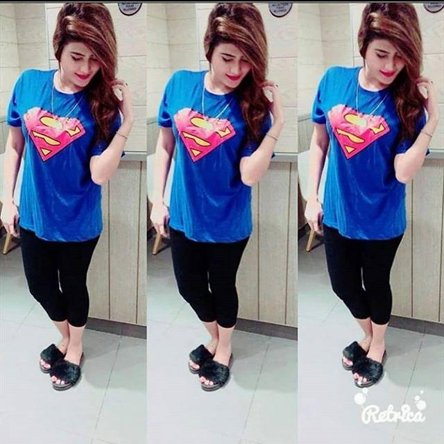 Royal Blue Super Girl Printed T - Shirt For Women - DENIMS - Tops & T - Shirts - 