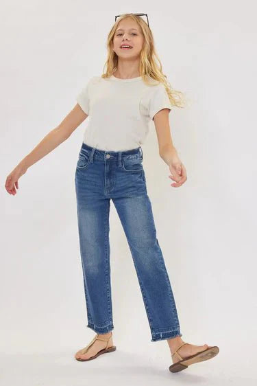 Royal High Rise Mini Straight Leg Kid Jeans - DENIMS - Girls Jeans - 