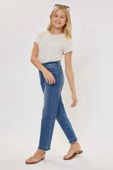 Royal High Rise Mini Straight Leg Kid Jeans - DENIMS - Girls Jeans - 