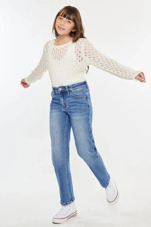 Sarah High Rise Kid Straight Jeans - DENIMS - Girls Jeans - 