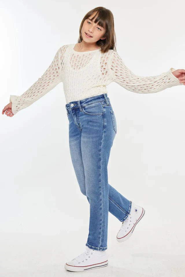 Sarah High Rise Kid Straight Jeans - DENIMS - Girls Jeans - 