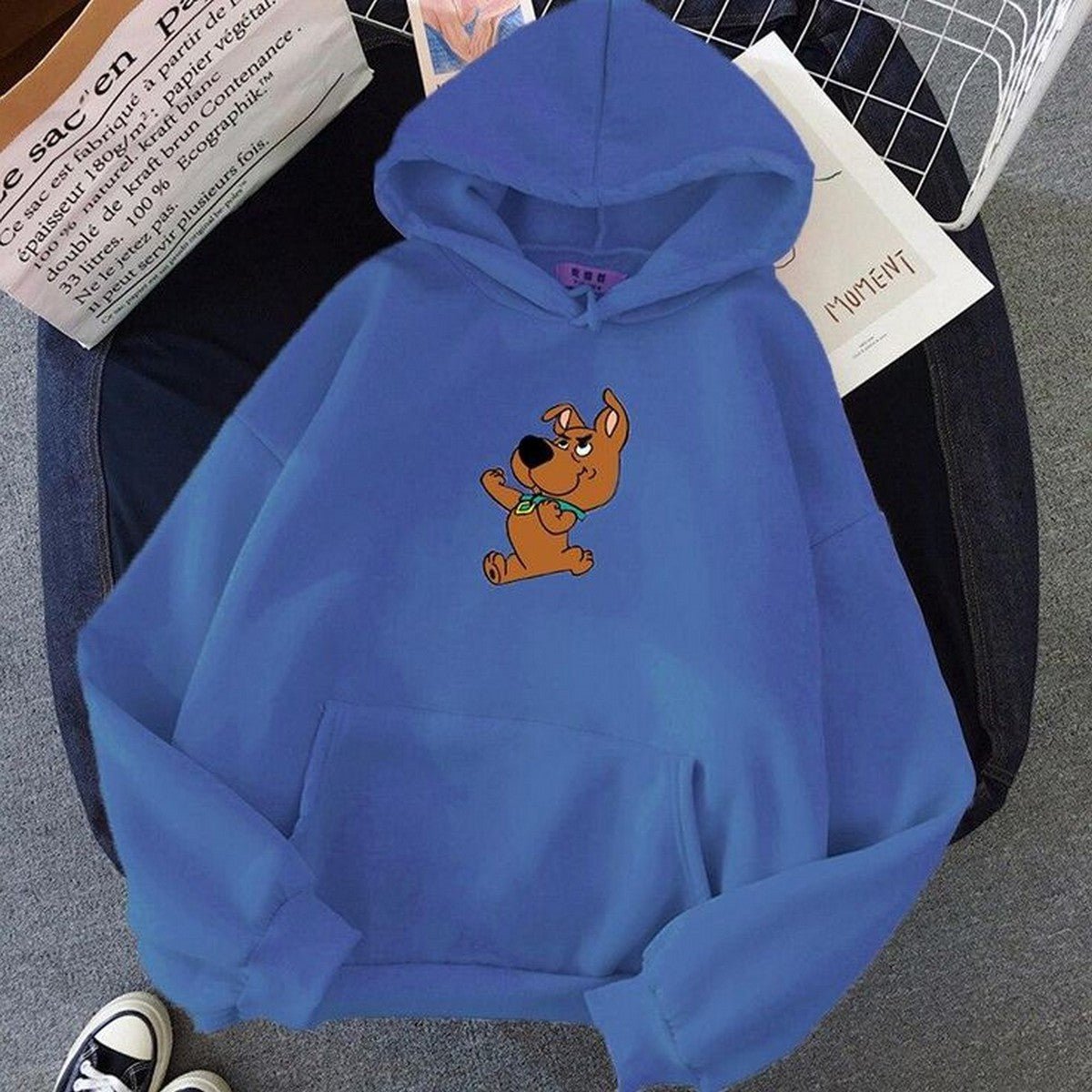Scooby Doo Fleece Full Sleeves Pull Over Hoodie For Women - DENIMS - Hoodies & Sweatshirts - 