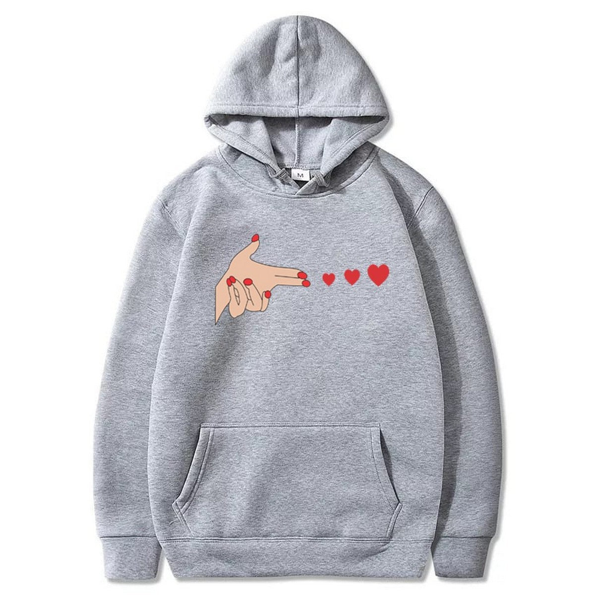 Shoot Heart Printed Fleece Full Sleeves Pull Over Hoodie For Women - DENIMS - Hoodies & Sweatshirts - 