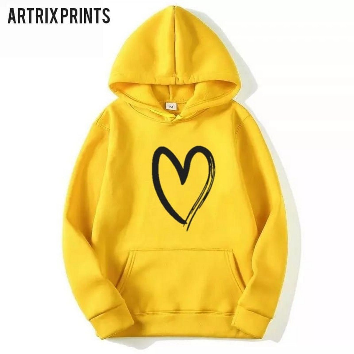Sketch Heart Fleece Full Sleeves Pull Over Hoodie For Women - DENIMS - Hoodies & Sweatshirts - 
