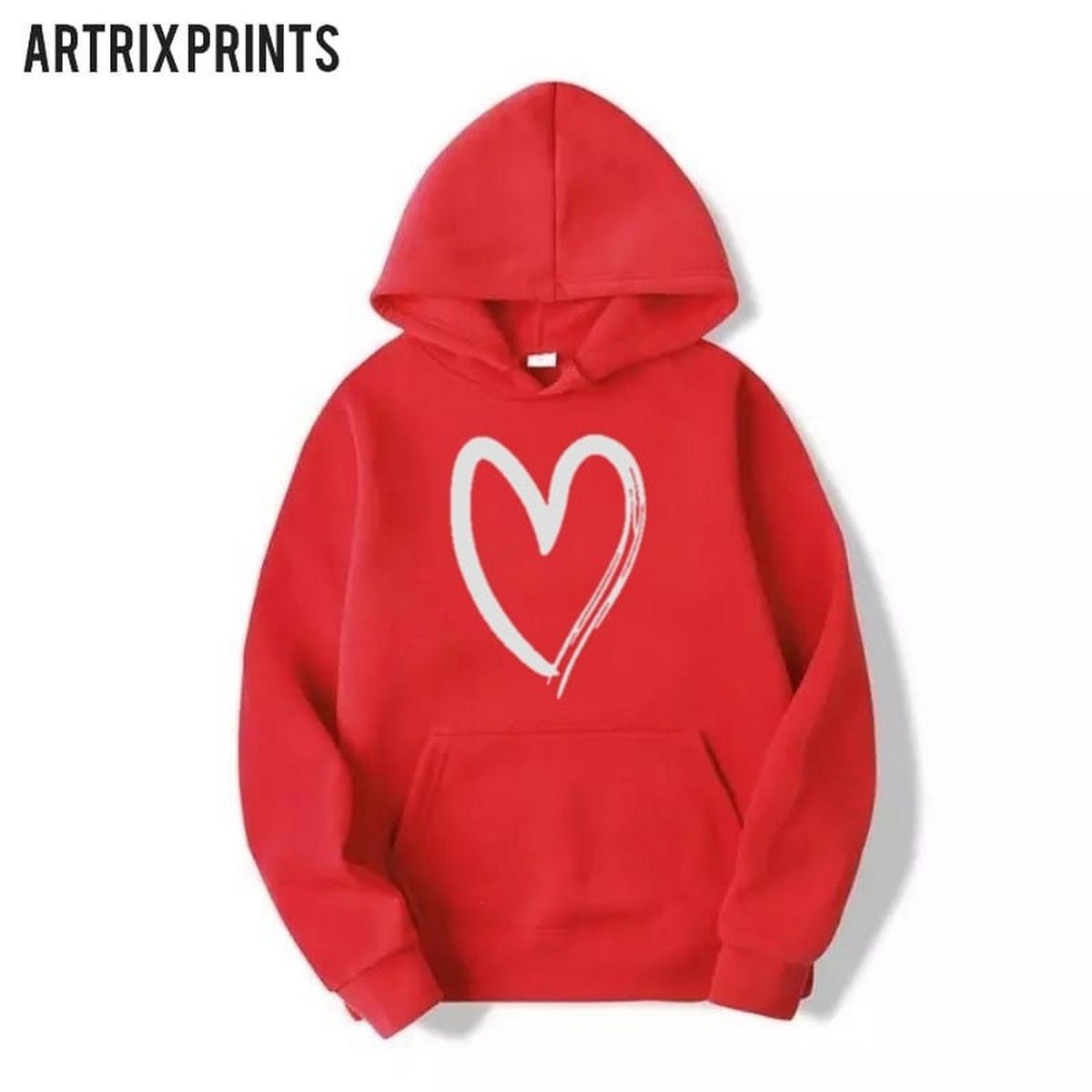 Sketch Heart Fleece Full Sleeves Pull Over Hoodie For Women - DENIMS - Hoodies & Sweatshirts - 