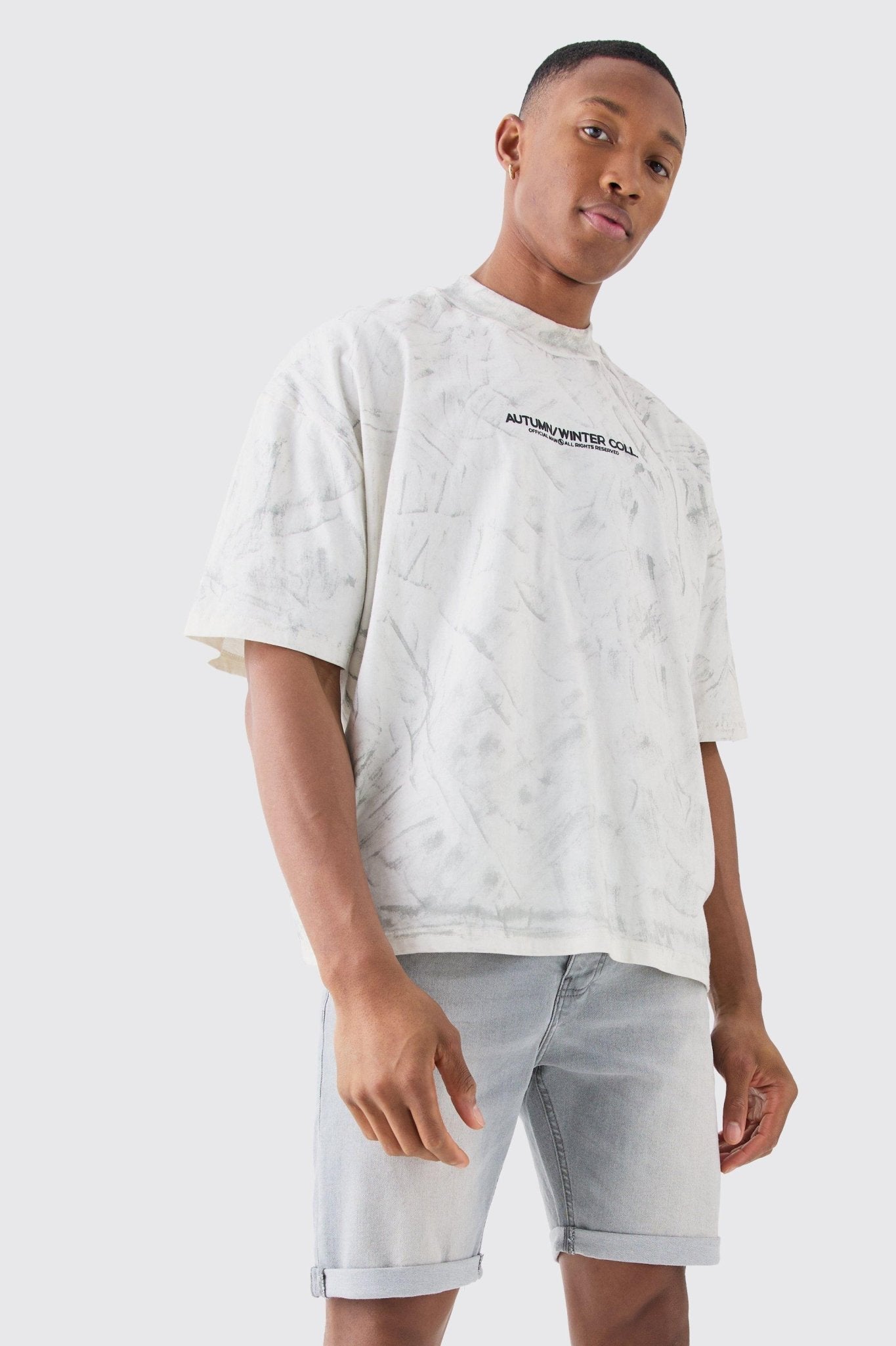 Skinny Stretch Denim Shorts In Light Grey - DENIMS - Shorts - 