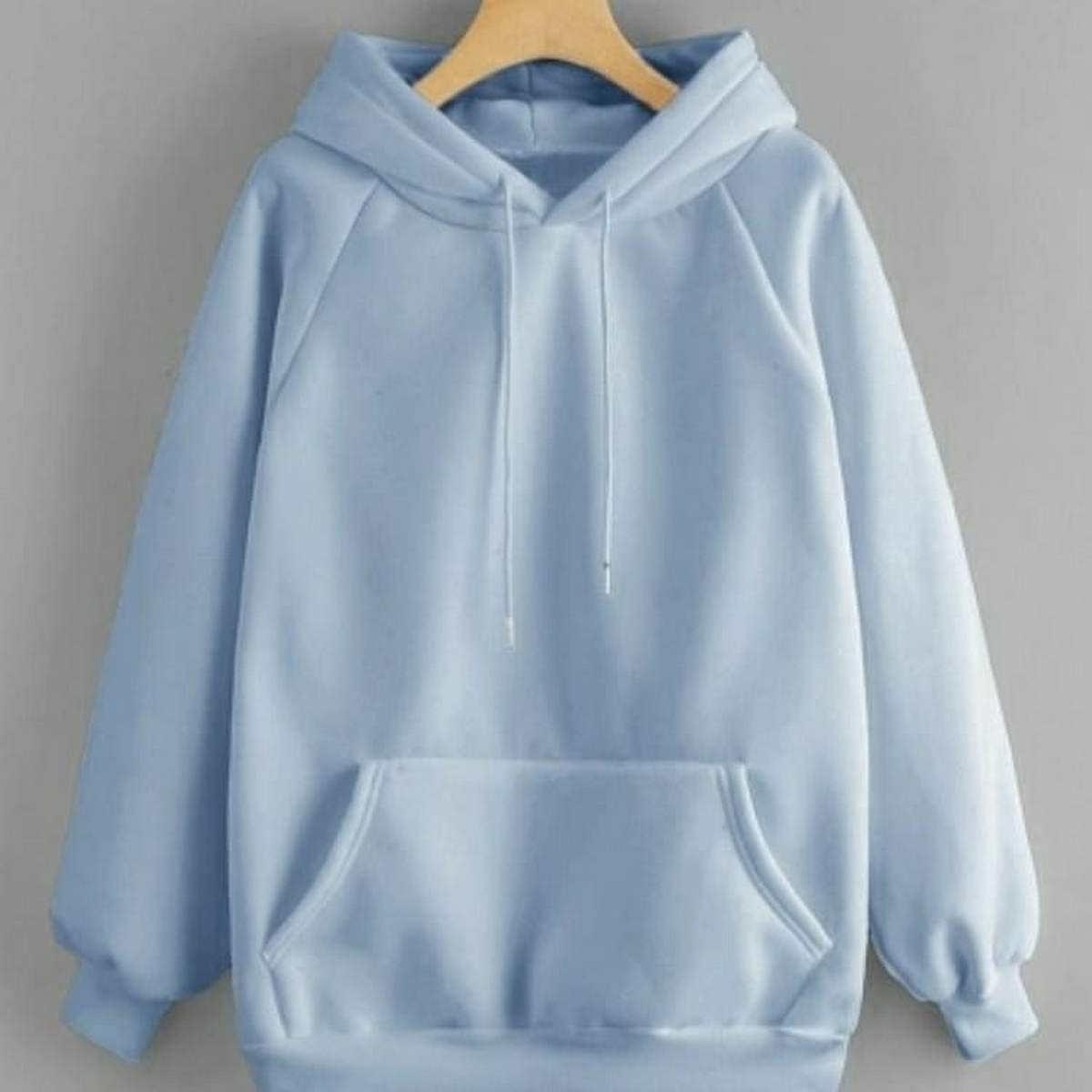 Sky Blue Fleece Full Sleeves Pull Over Hoodie For Women - DENIMS - Hoodies & Sweatshirts - 