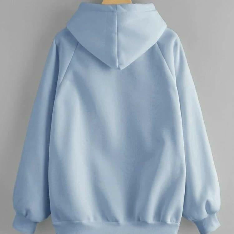Sky Blue Fleece Full Sleeves Pull Over Hoodie For Women - DENIMS - Hoodies & Sweatshirts - 