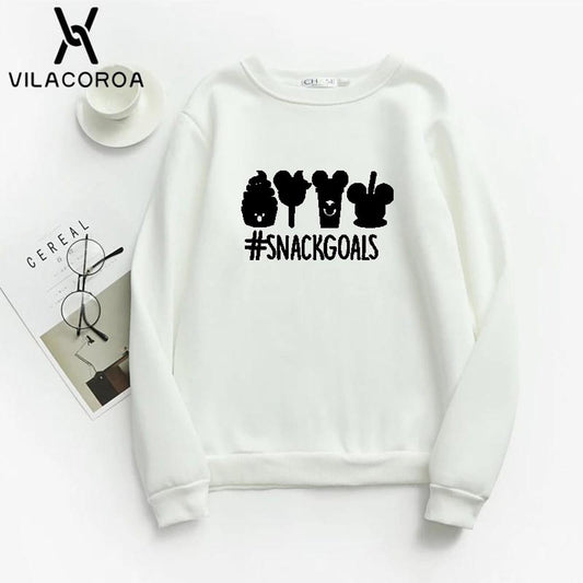 Snack Goals Fleece Full Sleeves Pull Over Sweatshirt For Women - DENIMS - Hoodies & Sweatshirts - 