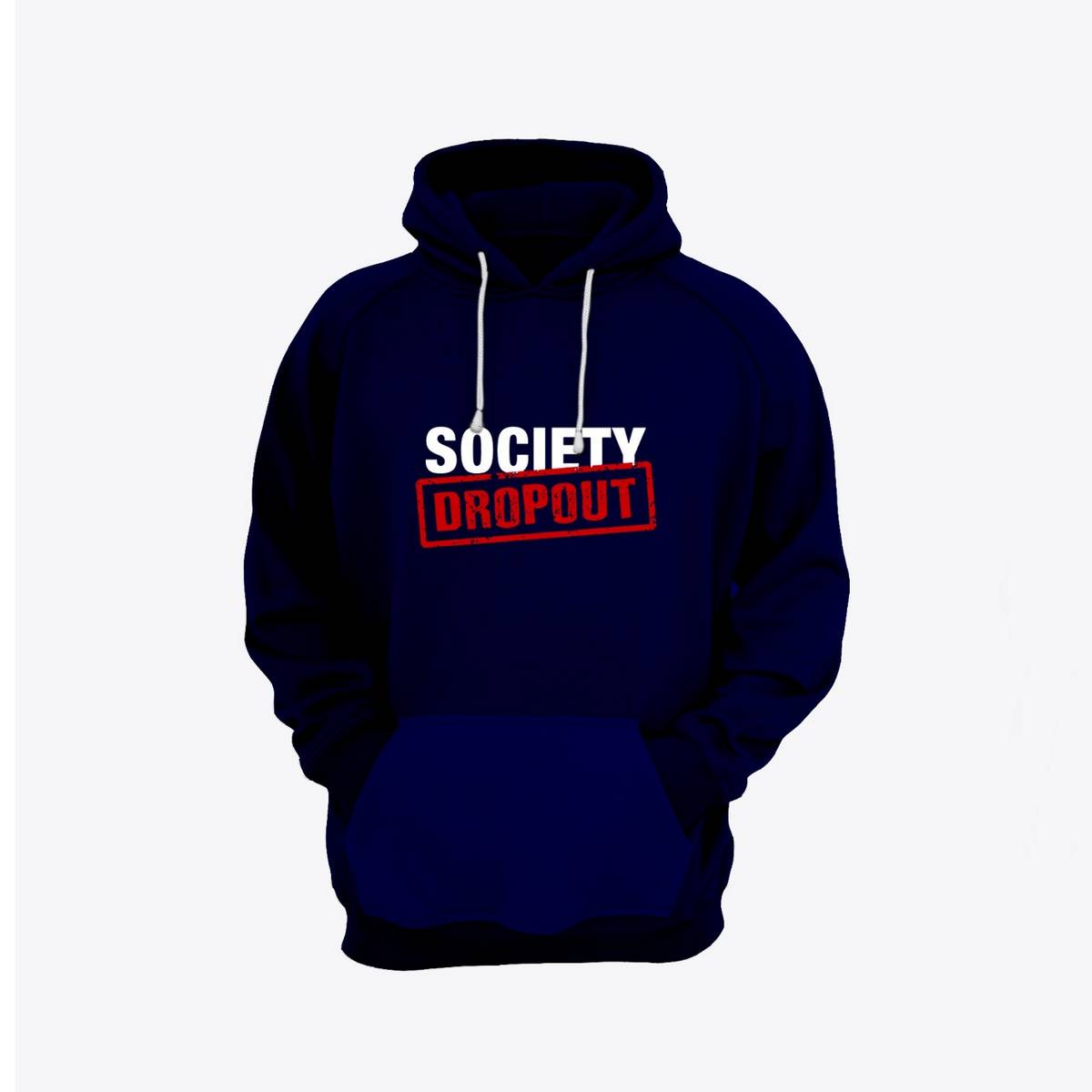 Society Dropout Printed Fleece Full Sleeves Pull Over Hoodie For Women - DENIMS - Hoodies & Sweatshirts - 