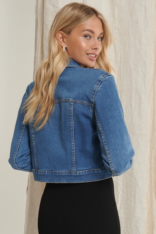 Women Blue Solid Jacket  - Front View - Available in Sizes XL