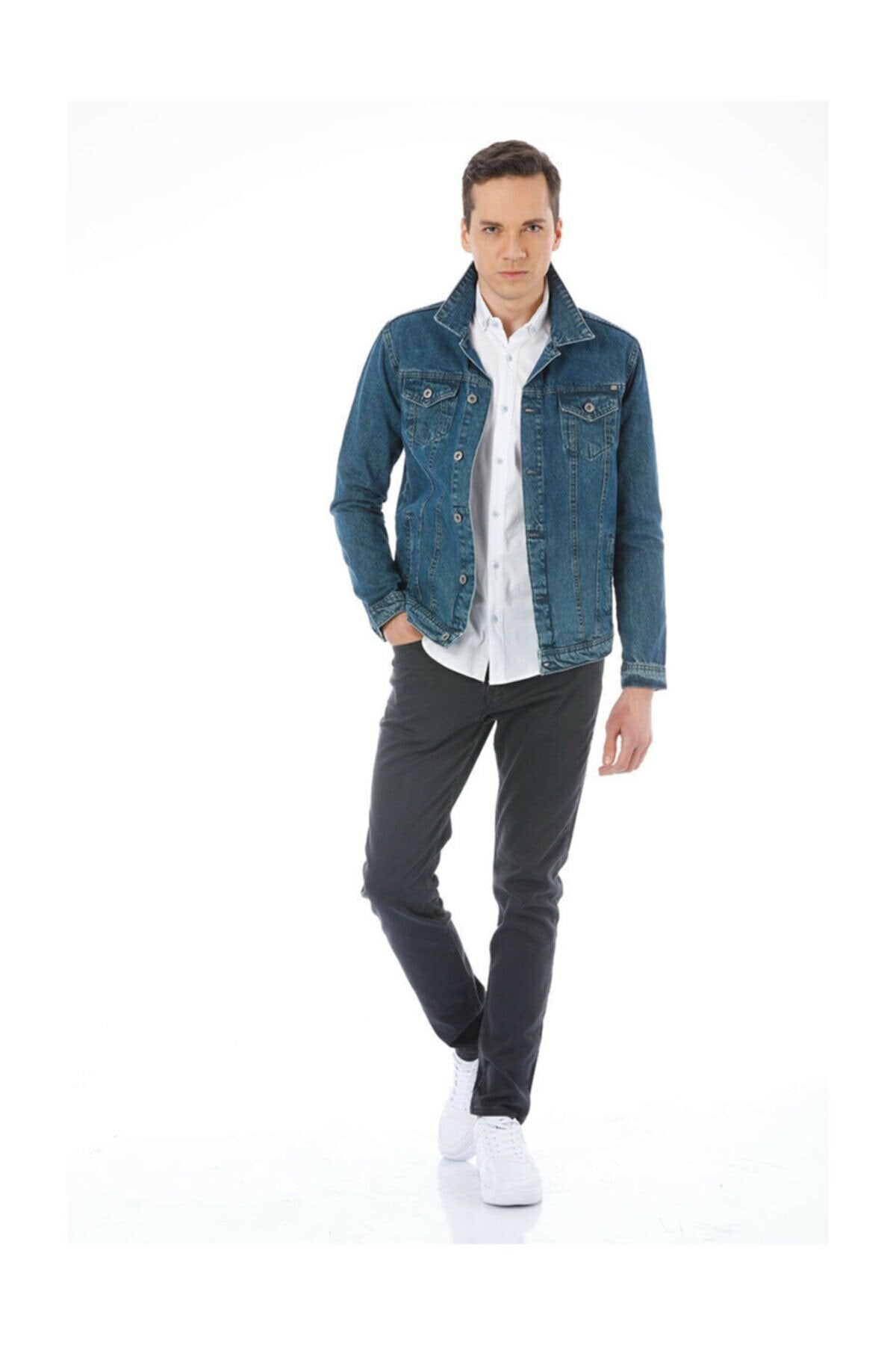 Mens Denim Jacket Stretchable Fine Lycra S Blue