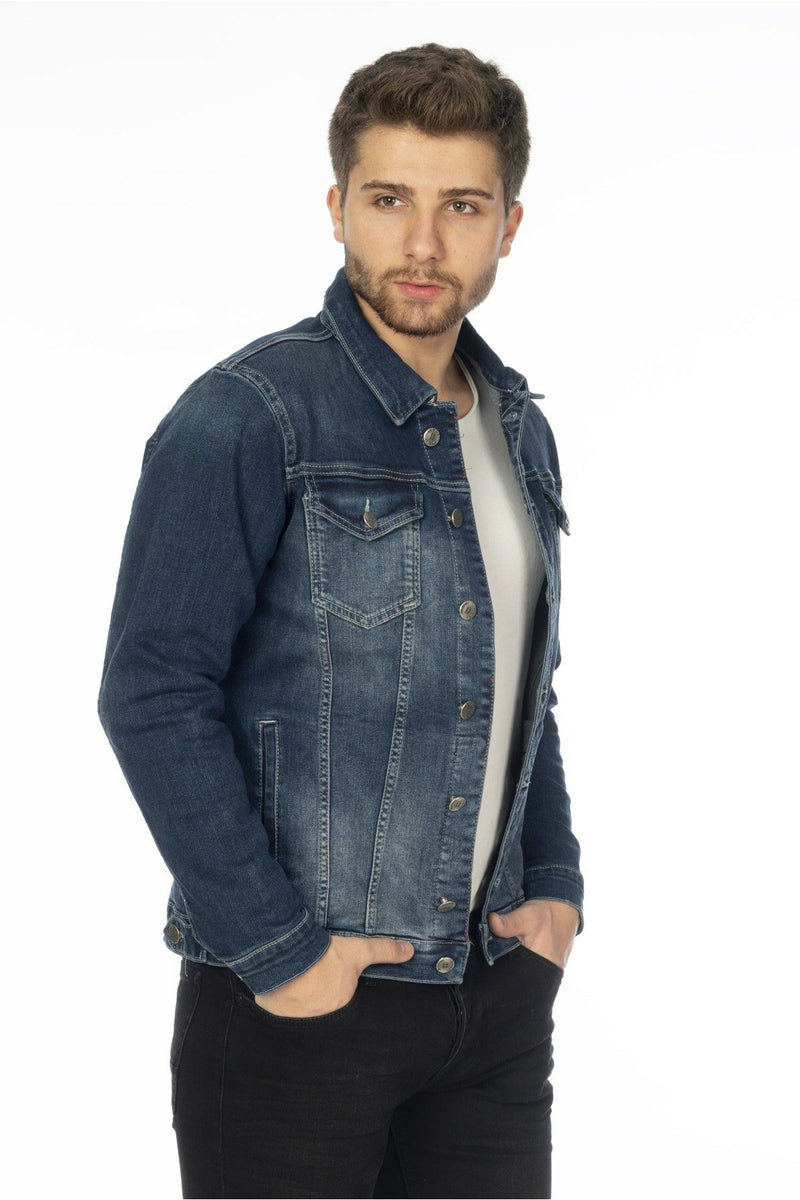 Mens Denim Jacket Stretchable Fine Lycra M Blue