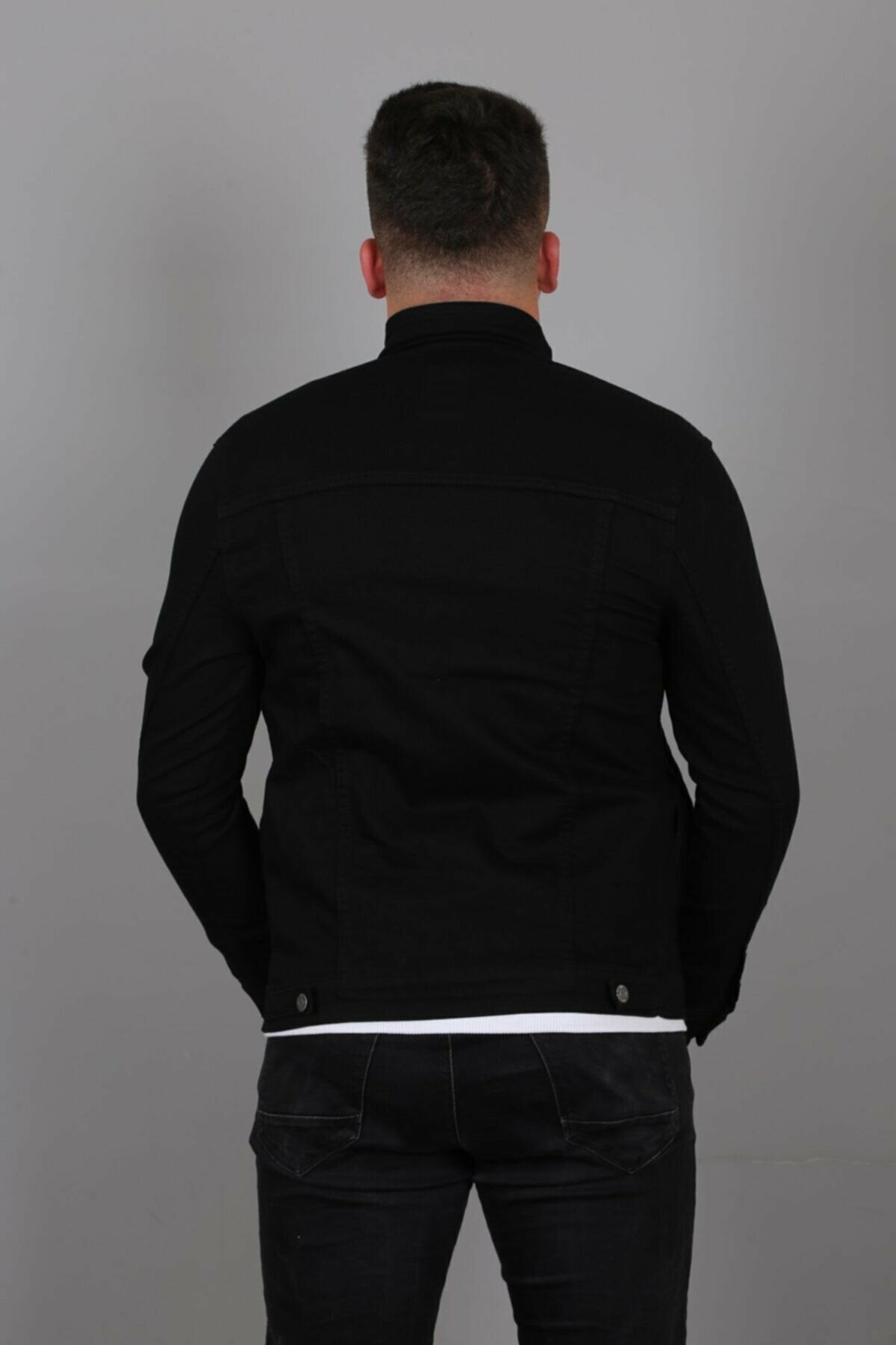 Mens Denim Jacket Stretchable Fine Lycra M Black