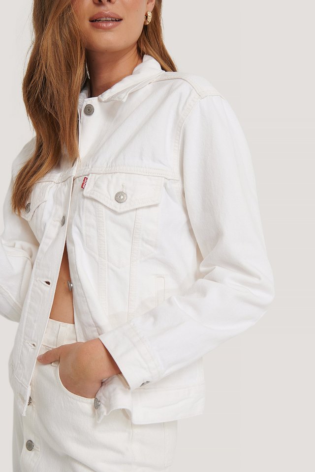 Women White Solid Jacket  - Front View - Available in Sizes L