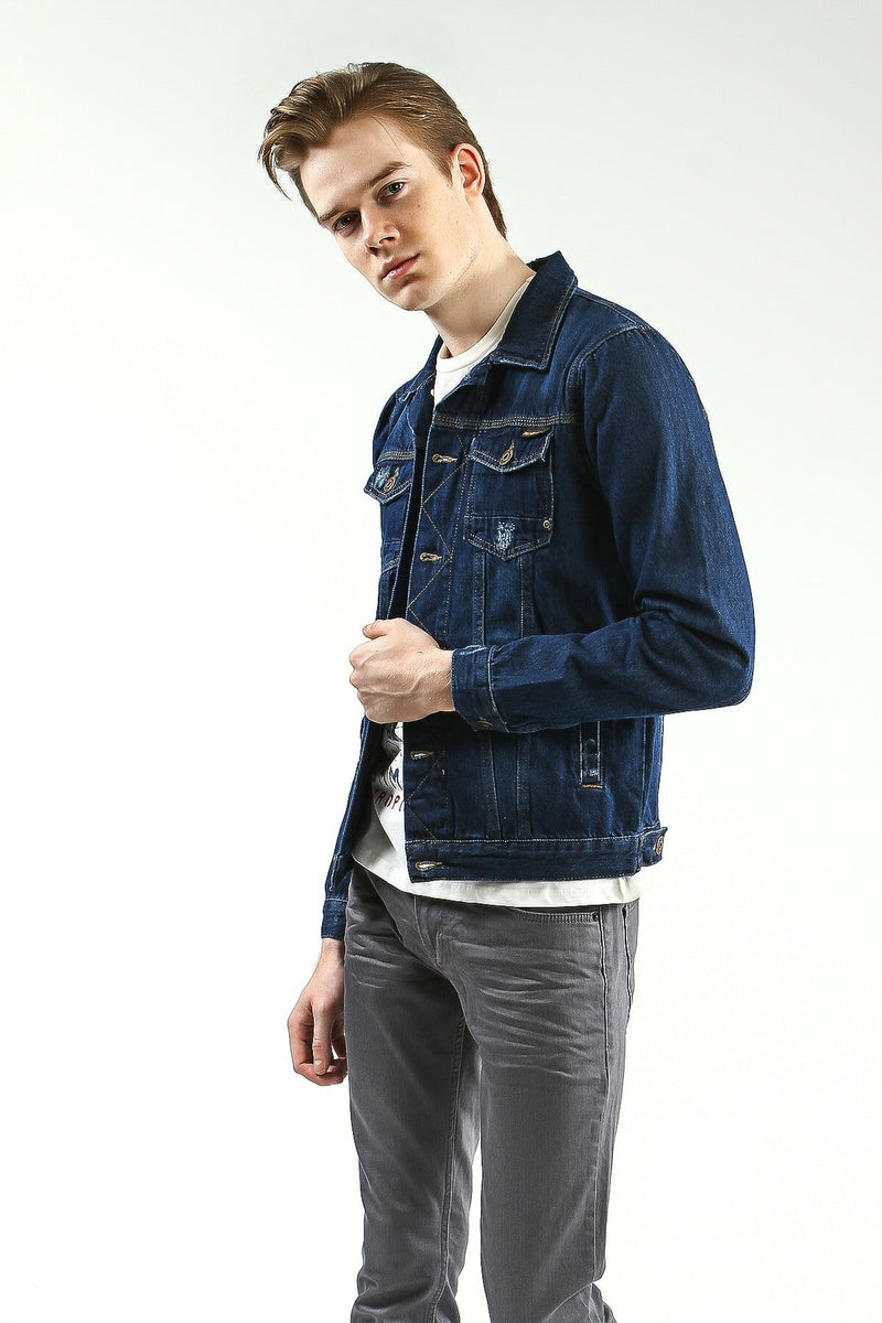 Mens Denim Jacket Stretchable Fine Lycra M Blue