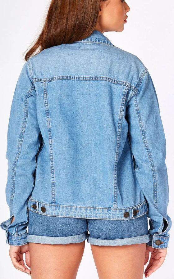 Women Light Blue Solid Jacket