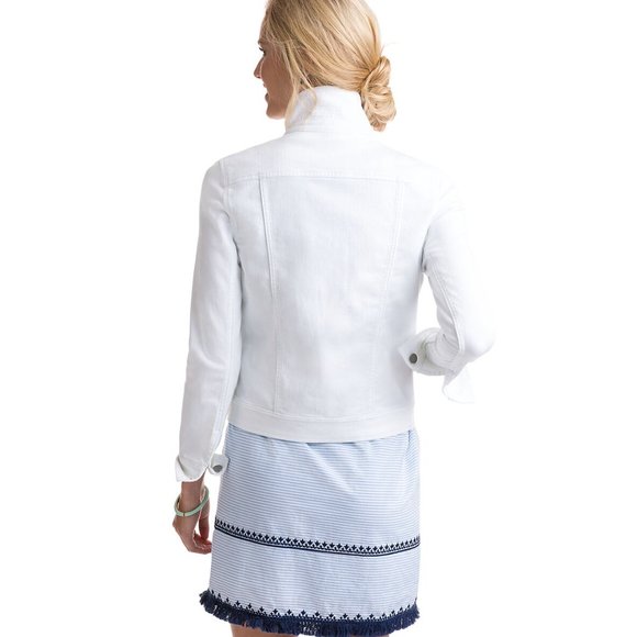 Women White Solid Jacket  - Front View - Available in Sizes M