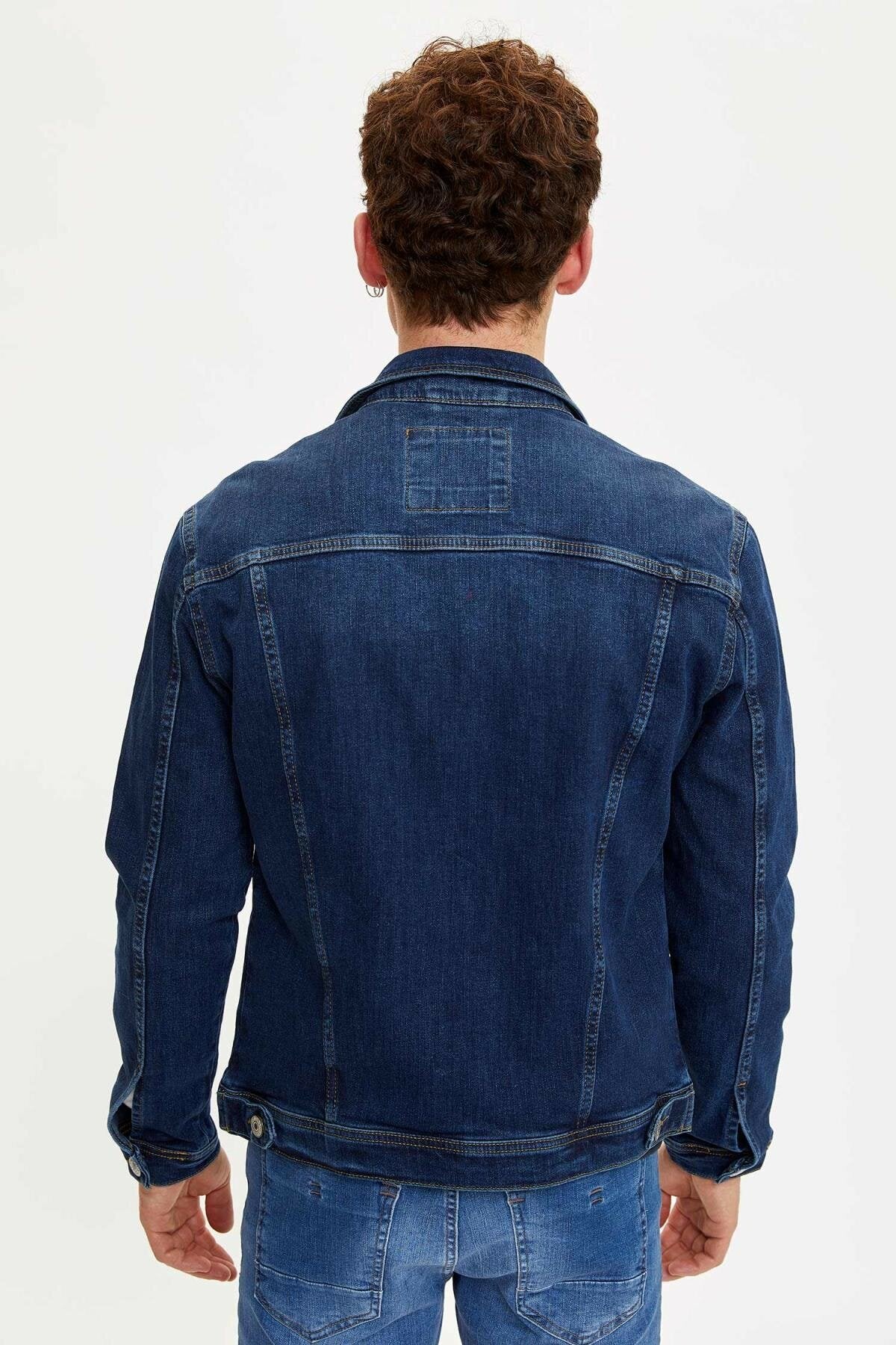 Mens Denim Jacket Stretchable Fine Lycra XL Blue