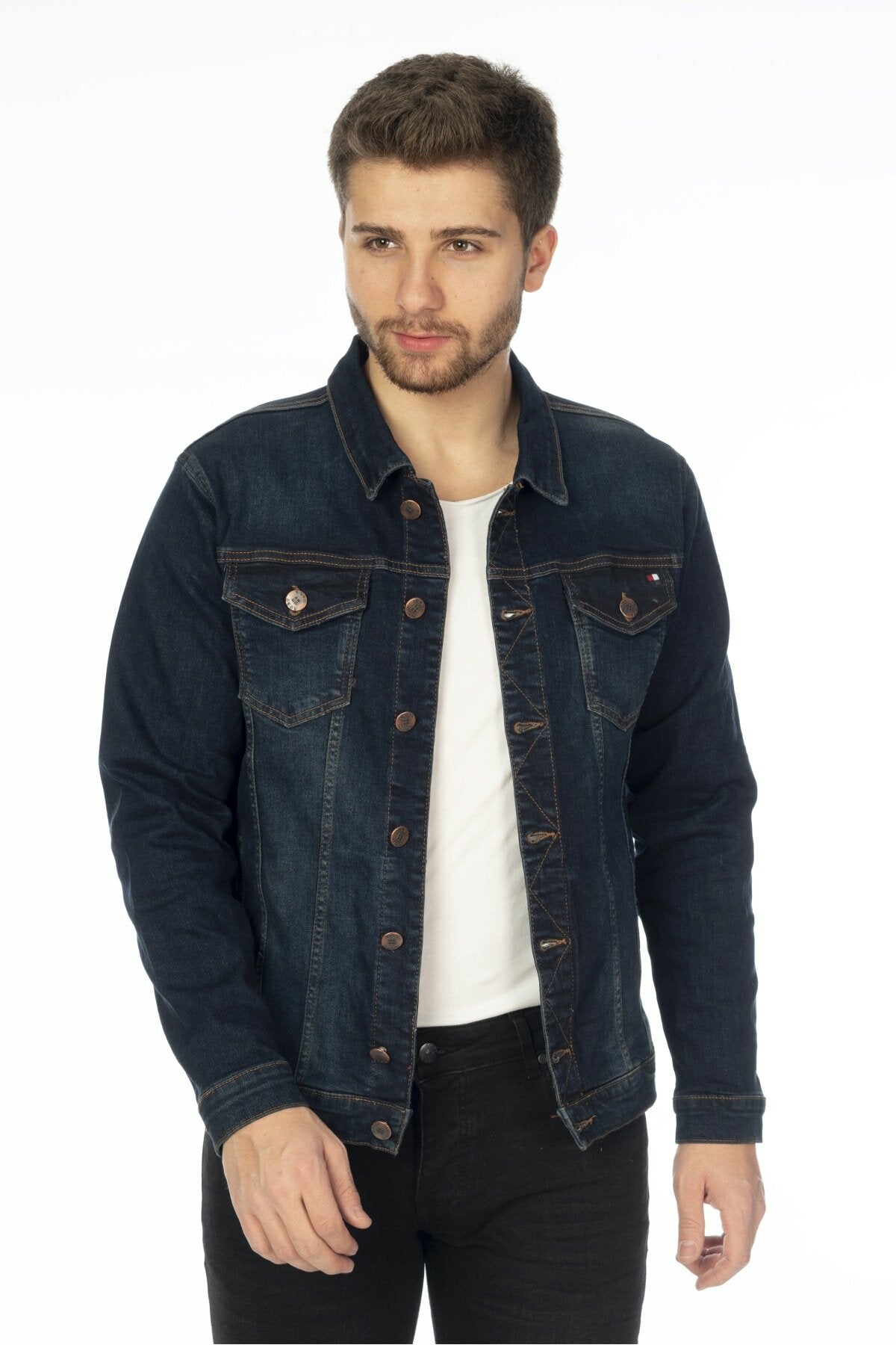 Mens Denim Jacket Stretchable Fine Lycra S Blue