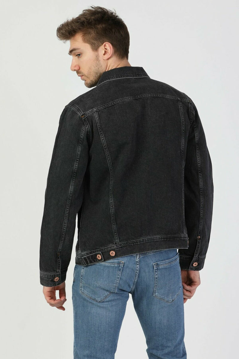 Mens Denim Jacket Stretchable Fine Lycra M Black