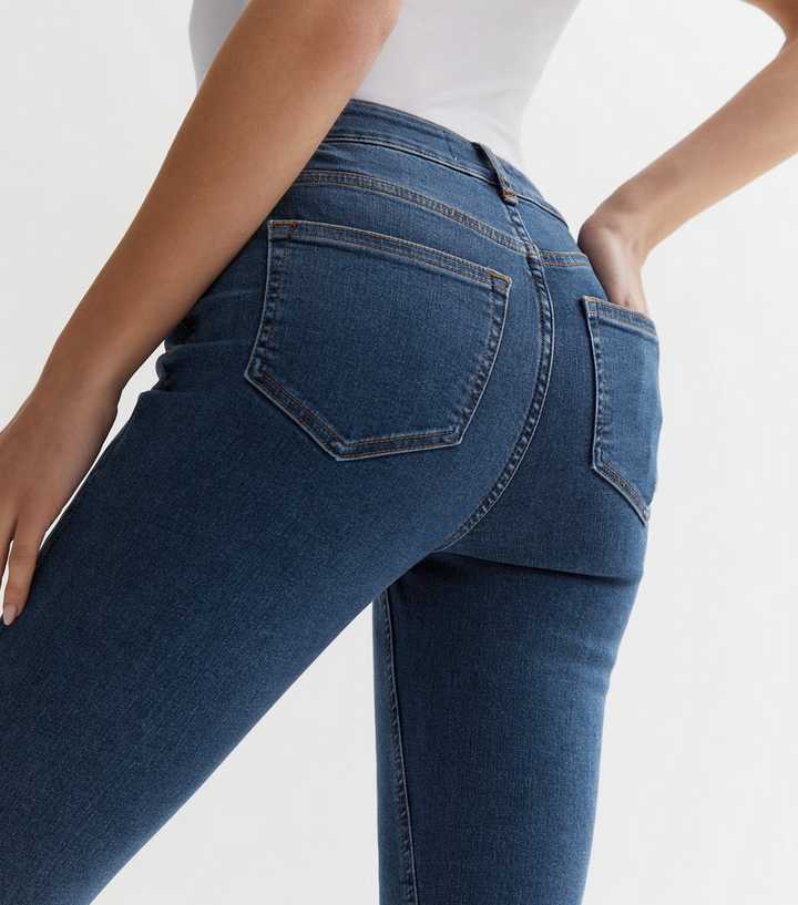 Blue Mid Rise Skinny Jeans