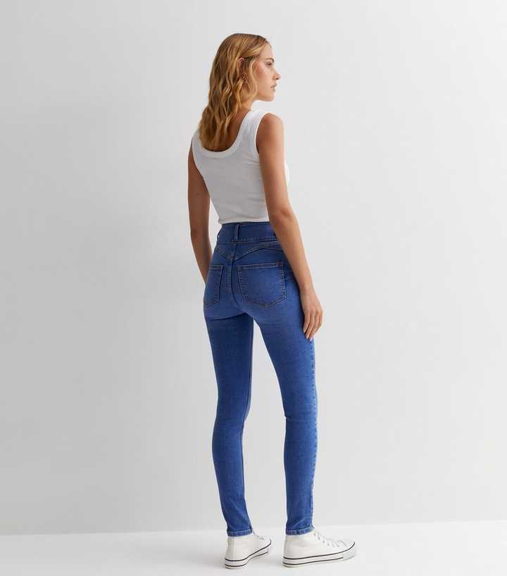 Bright Blue Lift & Shape High Waist Skinny Jeans