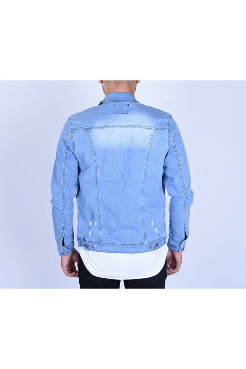 Mens Denim Jacket Stretchable Fine Lycra M Blue